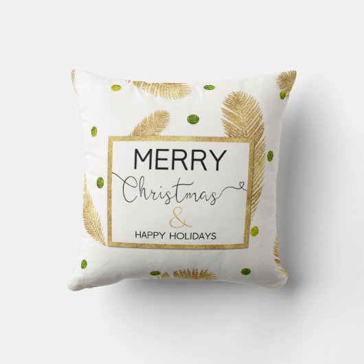 メリークリスマス金ゴールドグリッタースクリプト – 枕 (裏面)