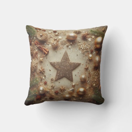 メリークリスマス金ゴールドグリッタースター クッション (裏面)
