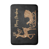 メリークリスマス金ゴールドグリッタートナカイ&スリー バスマット (正面縦)