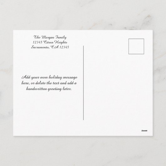 メリークリスマス金ゴールドグリッターレッドフォイル シーズンポストカード (裏面)