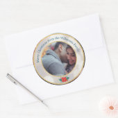 メリークリスマス金ゴールドグリッター写真 ラウンドシール (封筒)
