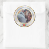 メリークリスマス金ゴールドグリッター写真 ラウンドシール (バッグ)