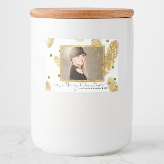 メリークリスマス金ゴールドグリッター写真 – Food Label フードラベル (正面)