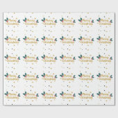 メリークリスマス金ゴールドグリッター 文字デザイン ラッピングペーパー (フラット)