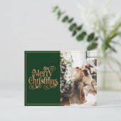 メリークリスマス金ゴールドグリーンシャイニースワールクラシック シーズンポストカード (スタンド正面)