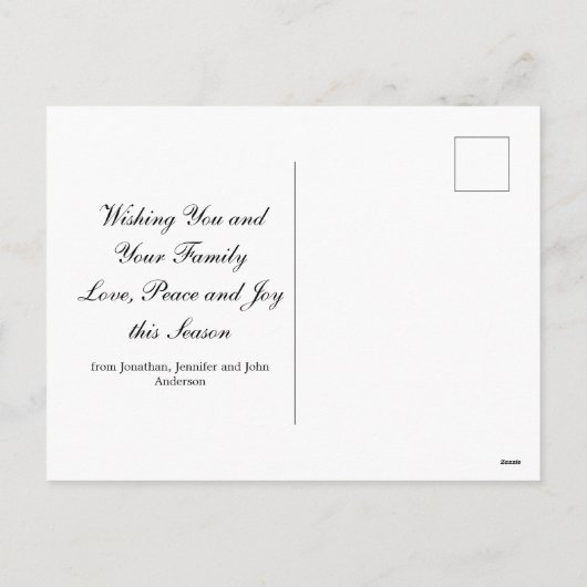 メリークリスマス金ゴールドグリーンシャイニースワールクラシック シーズンポストカード (裏面)