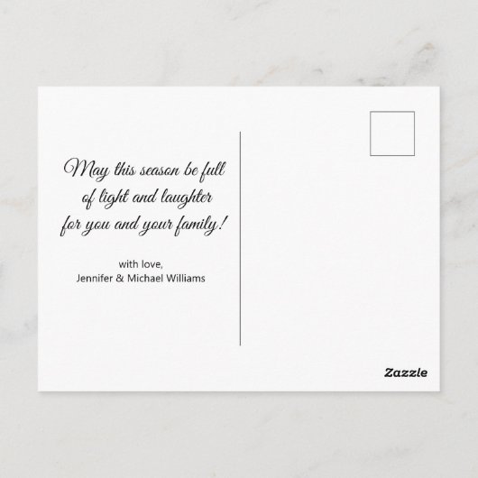 メリークリスマス金ゴールドグリーン3フォトコラージュのカップル ポストカード (裏面)