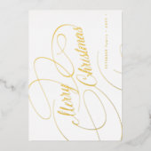 メリークリスマス金ゴールドシンプル脚本エレガント 箔シーズンカード (正面)