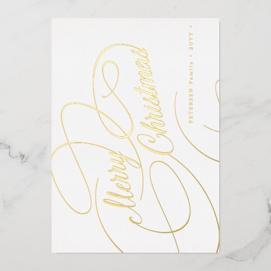 メリークリスマス金ゴールドシンプル脚本エレガント 箔シーズンカード (正面)