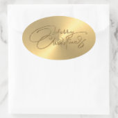 メリークリスマス金ゴールドシールエンボスルック 楕円形シール (バッグ)