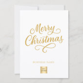 メリークリスマス金ゴールドスクリプトのビジネスロゴブランド シーズンカード (正面)