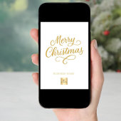 メリークリスマス金ゴールドスクリプトのビジネスロゴブランド シーズンカード