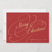 メリークリスマス金ゴールドスクリプトクラシック赤 シーズンカード (正面)