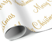 メリークリスマス金ゴールドスクリプト書道 ラッピングペーパー (ロールコーナー)