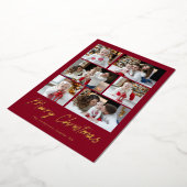 メリークリスマス金ゴールドスクリプト6フォトコラージュ 箔シーズンカード (回転した状態)