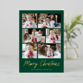 メリークリスマス金ゴールドスクリプト6フォトコラージュ 箔シーズンカード (立ち正面)