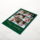 メリークリスマス金ゴールドスクリプト6フォトコラージュ 箔シーズンカード (回転した状態)