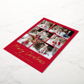 メリークリスマス金ゴールドスクリプト6フォトコラージュ 箔シーズンカード (回転した状態)