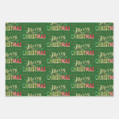 メリークリスマス金ゴールドスクリプト ラッピングペーパーシート (正面)