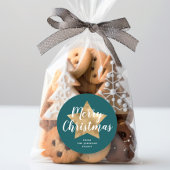 メリークリスマス金ゴールドスターグリーン ラウンドシール