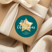 メリークリスマス金ゴールドスターグリーン ラウンドシール