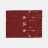 メリークリスマス金ゴールドスターパーソナライズされた深いレッド フリースブランケット (正面(横))