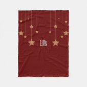 メリークリスマス金ゴールドスターパーソナライズされた深いレッド フリースブランケット (正面)