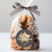 メリークリスマス金ゴールドスターブラウン ラウンドシール