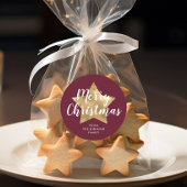 メリークリスマス金ゴールドスターレッドブルゴーニュ ラウンドシール