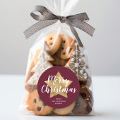 メリークリスマス金ゴールドスターレッドブルゴーニュ ラウンドシール