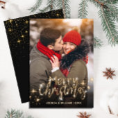 メリークリスマス金ゴールドスパークルスクリプトPHOTO Greeting シーズンカード