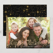 メリークリスマス金ゴールドスパークルスクリプトPHOTO Greeting シーズンカード (正面/裏面)