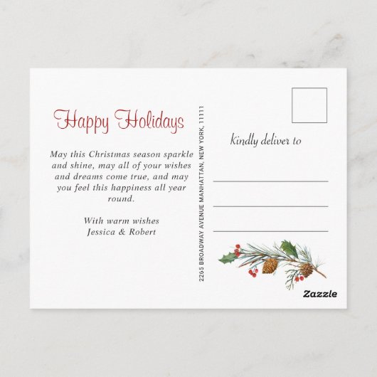 メリークリスマス金ゴールドスパークルスクリプトPHOTO Greeting ポストカード (裏面)