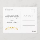 メリークリスマス金ゴールドスパークルスクリプトPHOTO Greeting ポストカード (裏面)