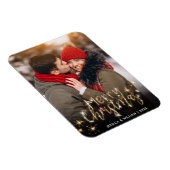 メリークリスマス金ゴールドスパークルスクリプトPHOTO Greeting マグネット (右側)