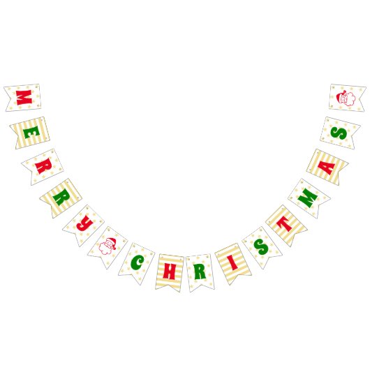 メリークリスマス金ゴールドスフェイクターサンタおもしろいホリデー バンティングフラッグ (全)