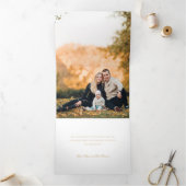 メリークリスマス金ゴールドスワールツリー4写真コラージュ 三つ折りクリスマスカード (内部)