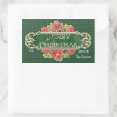 メリークリスマス金ゴールドスワールポインセチアリースジュエル 長方形シール (バッグ)