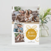 メリークリスマス金ゴールドツリーオーナメント3枚 シーズンカード (スタンド正面)