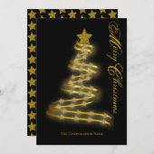 メリークリスマス金ゴールドツリースター抽象芸術の概要 シーズンカード (正面/裏面)