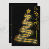 メリークリスマス金ゴールドツリースター抽象芸術の概要 シーズンカード (正面/裏面)