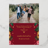 メリークリスマス金ゴールドディアホリー写真 箔シーズンカード (裏面)