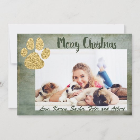 メリークリスマス金ゴールドドッグポー シーズンカード (正面)