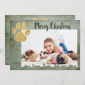 メリークリスマス金ゴールドドッグポー シーズンカード (正面/裏面)