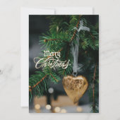 メリークリスマス金ゴールドハートツリーオーナメント シーズンカード (正面)