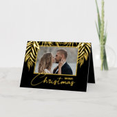 メリークリスマス金ゴールドパームフォールディング 箔シーズンカード (正面)