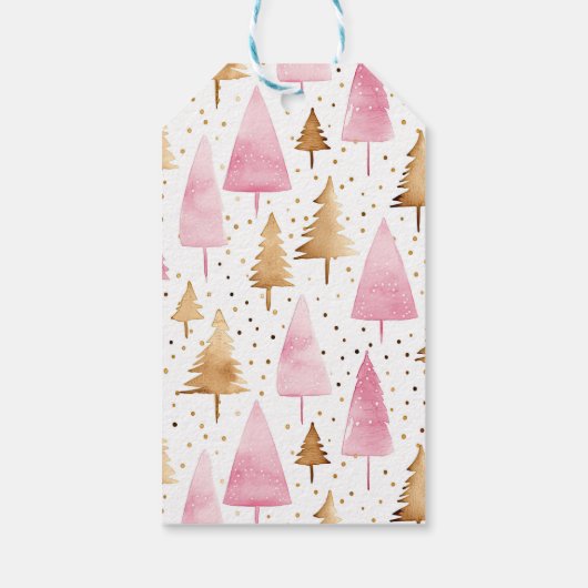 メリークリスマス金ゴールドピンクツリー ギフトタグ (裏面)