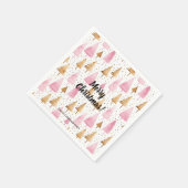 メリークリスマス金ゴールドピンクツリー スタンダードカクテルナプキン (角)