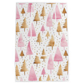 メリークリスマス金ゴールドピンクツリー ミディアムペーパーバッグ (裏面)