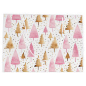 メリークリスマス金ゴールドピンクツリー ラージペーパーバッグ (裏面)